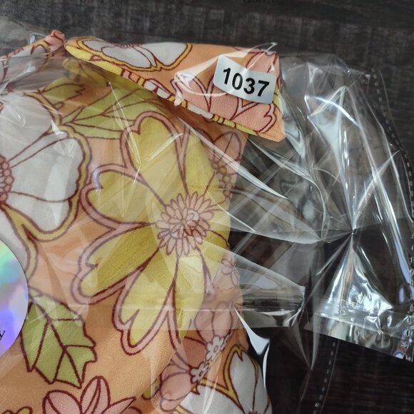 Madden NYC Floral Puff Sleeve CropTop M Y2K Retro Orange Festival Sunflower Vibe - Picture 14 of 14